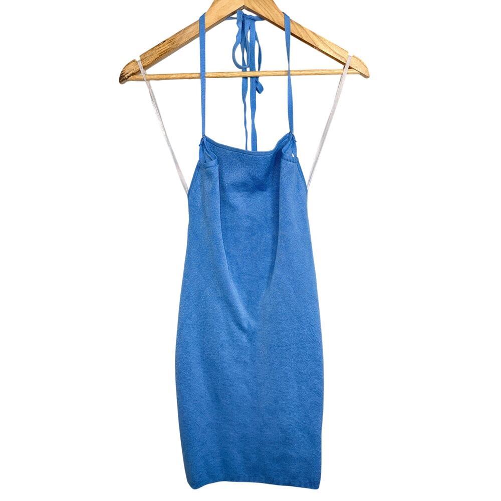 Abercrombie & Fitch Blue Knit Sleeveless Halter Top Mini Dress Womens Size XS